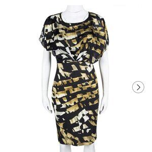 Blumarine Made in Italy Classic Fit Brutalist Print Wool Designer Dress EU38/US4
